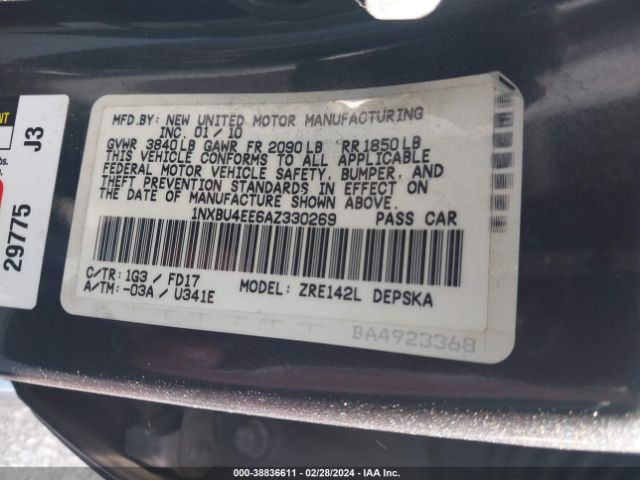 Photo 8 VIN: 1NXBU4EE6AZ330269 - TOYOTA COROLLA 