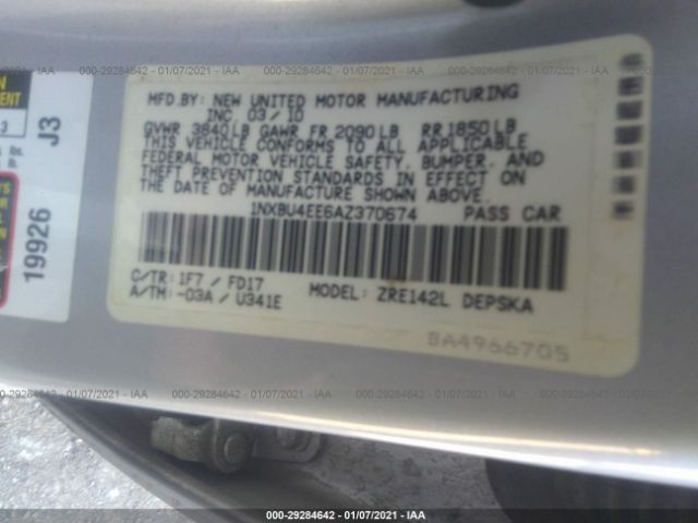 Photo 8 VIN: 1NXBU4EE6AZ370674 - TOYOTA COROLLA 