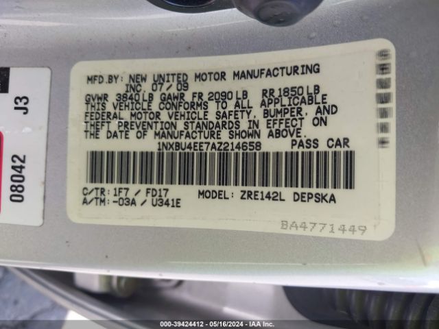 Photo 8 VIN: 1NXBU4EE7AZ214658 - TOYOTA COROLLA 