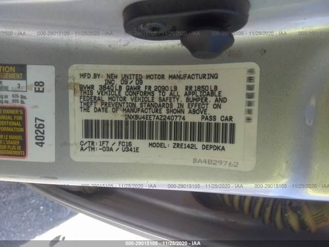 Photo 8 VIN: 1NXBU4EE7AZ240774 - TOYOTA COROLLA 