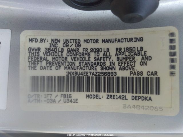 Photo 8 VIN: 1NXBU4EE7AZ256893 - TOYOTA COROLLA 