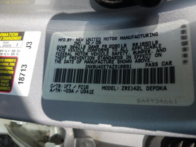 Photo 9 VIN: 1NXBU4EE7AZ318891 - TOYOTA COROLLA BA 