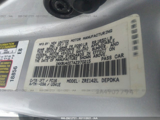 Photo 8 VIN: 1NXBU4EE7AZ370215 - TOYOTA COROLLA 