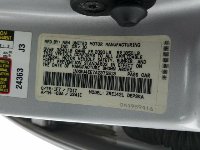 Photo 9 VIN: 1NXBU4EE7AZ375513 - TOYOTA COROLLA BA 