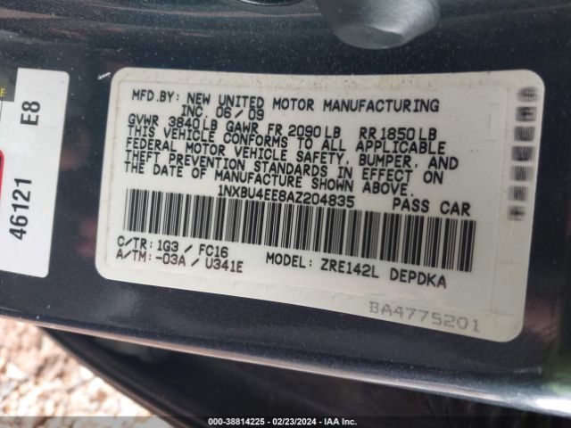 Photo 8 VIN: 1NXBU4EE8AZ204835 - TOYOTA COROLLA 