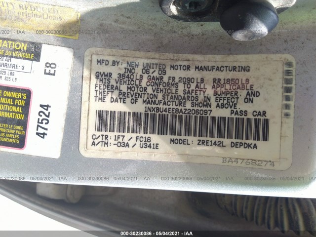 Photo 8 VIN: 1NXBU4EE8AZ206097 - TOYOTA COROLLA 