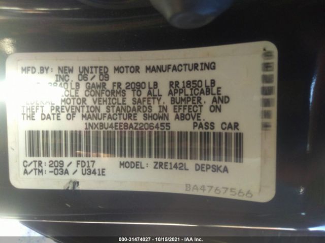 Photo 8 VIN: 1NXBU4EE8AZ206455 - TOYOTA COROLLA 