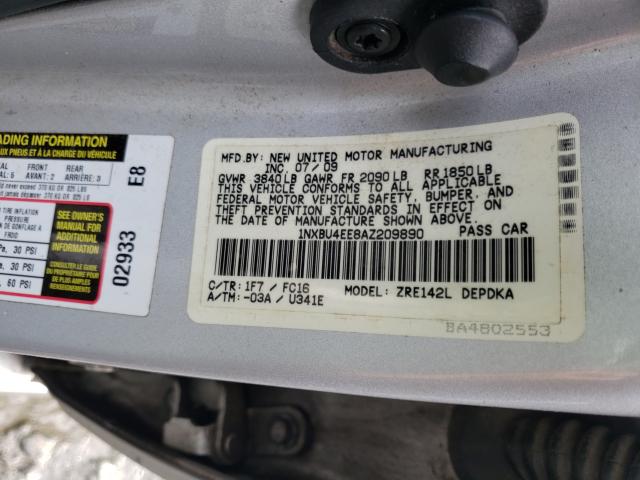 Photo 9 VIN: 1NXBU4EE8AZ209890 - TOYOTA COROLLA BA 