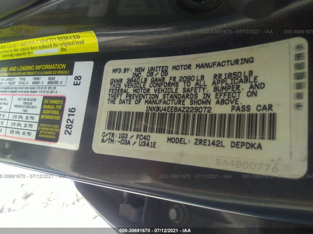 Photo 8 VIN: 1NXBU4EE8AZ229072 - TOYOTA COROLLA 