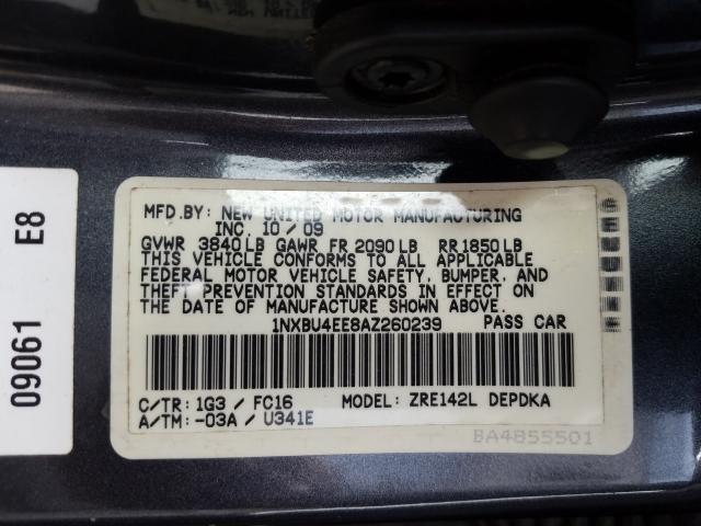 Photo 9 VIN: 1NXBU4EE8AZ260239 - TOYOTA COROLLA BA 