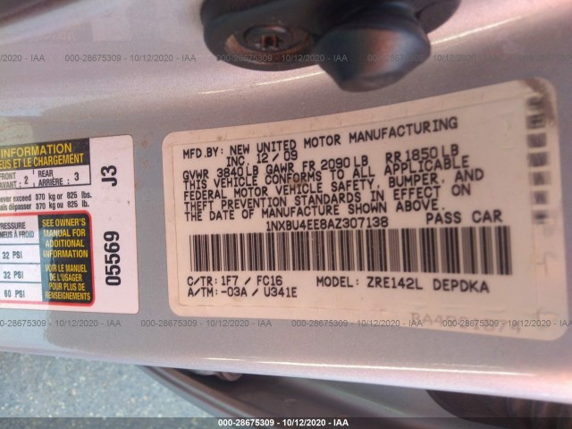 Photo 8 VIN: 1NXBU4EE8AZ307138 - TOYOTA COROLLA 