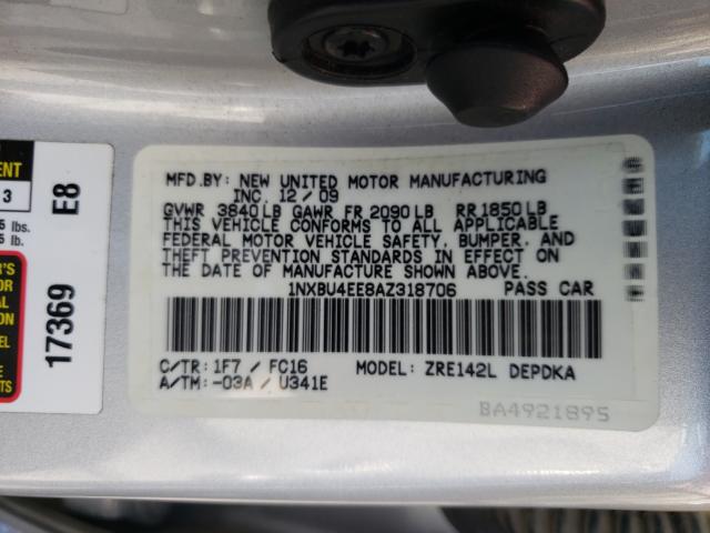 Photo 9 VIN: 1NXBU4EE8AZ318706 - TOYOTA COROLLA BA 