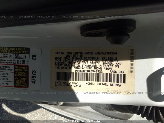 Photo 8 VIN: 1NXBU4EE8AZ348322 - TOYOTA COROLLA 