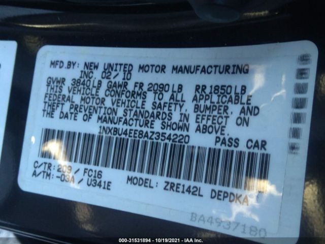 Photo 8 VIN: 1NXBU4EE8AZ354220 - TOYOTA COROLLA 