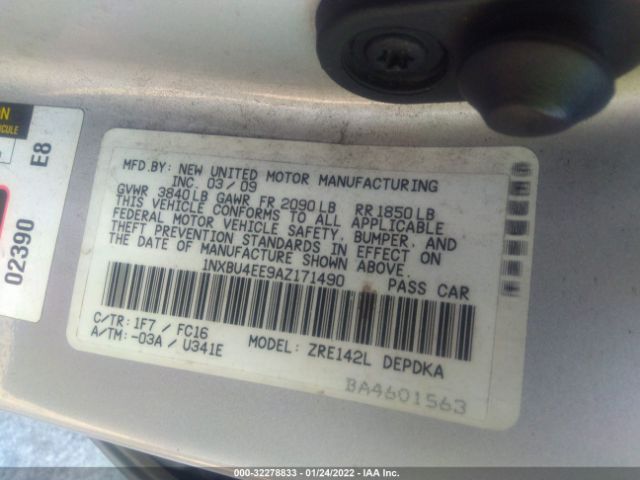 Photo 8 VIN: 1NXBU4EE9AZ171490 - TOYOTA COROLLA 