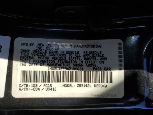 Photo 12 VIN: 1NXBU4EE9AZ189651 - TOYOTA COROLLA BA 