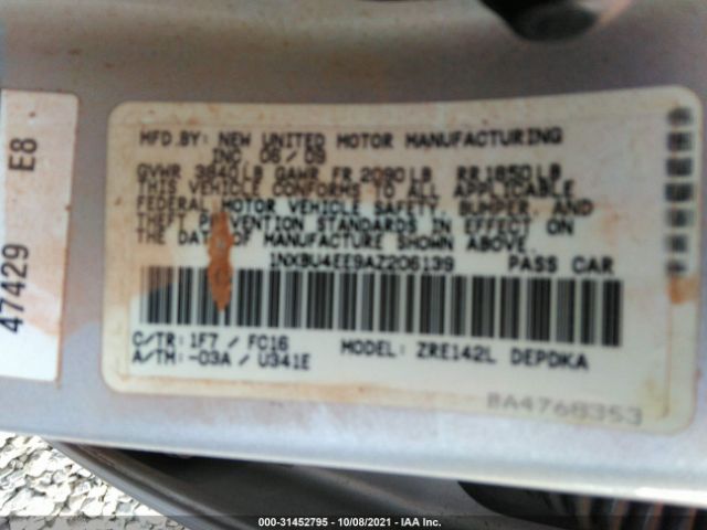 Photo 8 VIN: 1NXBU4EE9AZ206139 - TOYOTA COROLLA 