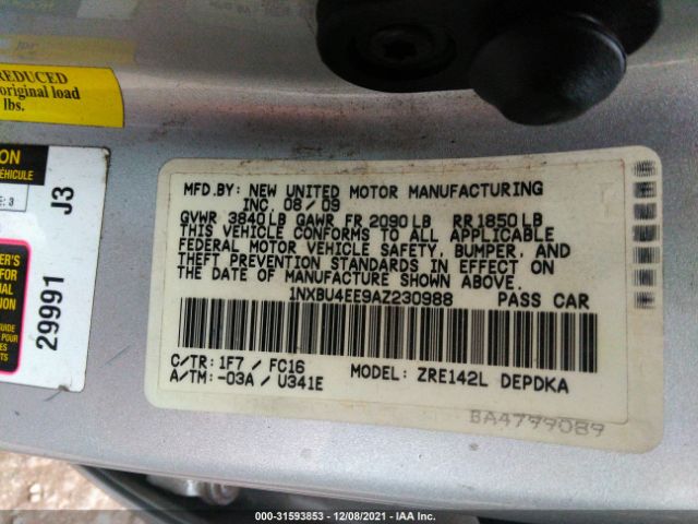 Photo 8 VIN: 1NXBU4EE9AZ230988 - TOYOTA COROLLA 