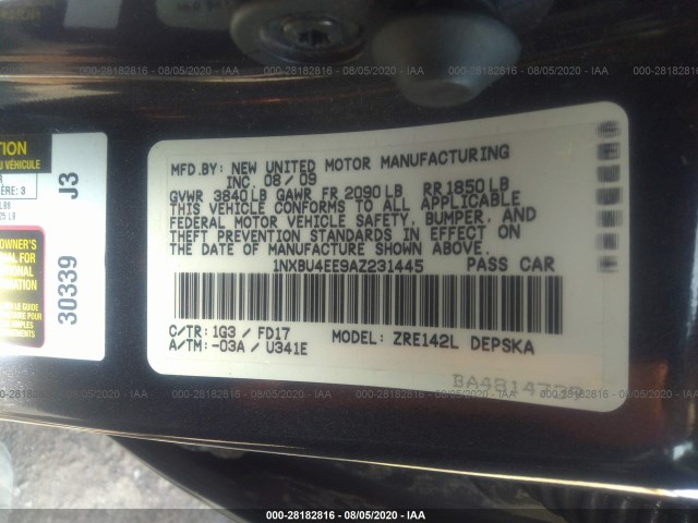 Photo 8 VIN: 1NXBU4EE9AZ231445 - TOYOTA COROLLA 