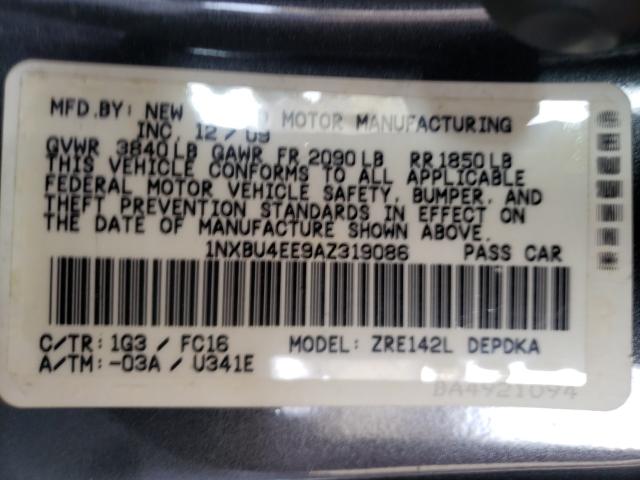 Photo 9 VIN: 1NXBU4EE9AZ319086 - TOYOTA COROLLA BA 