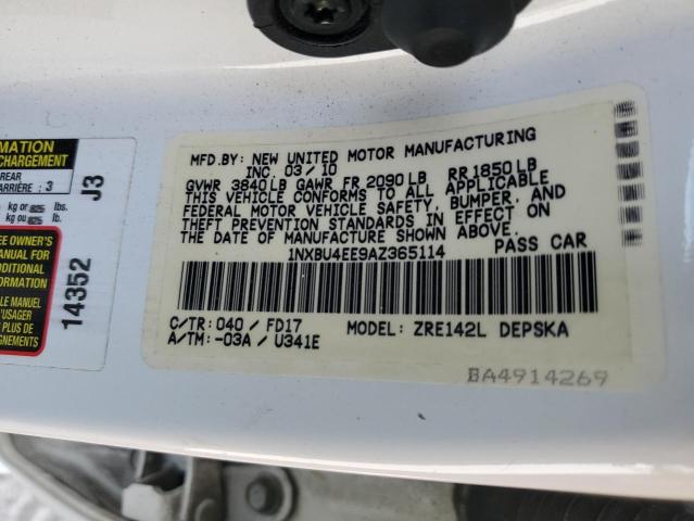 Photo 9 VIN: 1NXBU4EE9AZ365114 - TOYOTA COROLLA BA 