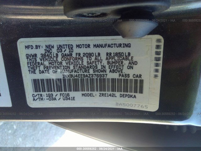 Photo 8 VIN: 1NXBU4EE9AZ376937 - TOYOTA COROLLA 