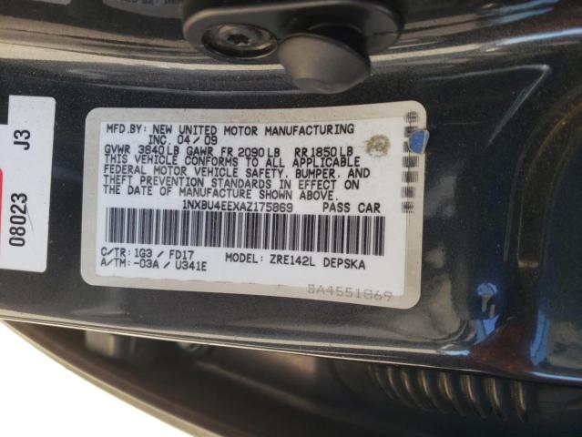 Photo 12 VIN: 1NXBU4EEXAZ175869 - TOYOTA COROLLA BA 