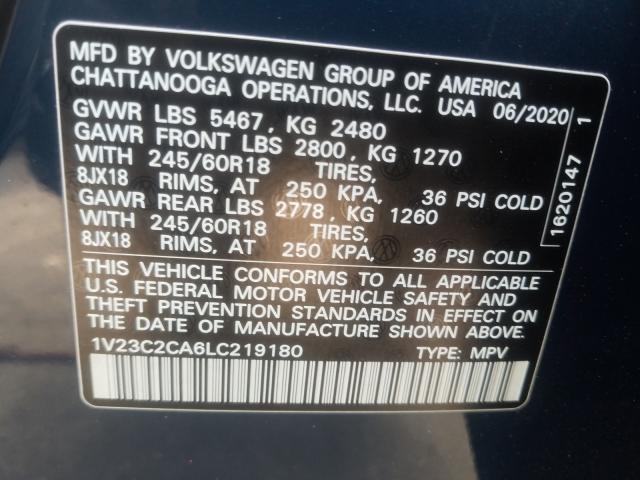 Photo 9 VIN: 1V23C2CA6LC219180 - VOLKSWAGEN ATLAS 