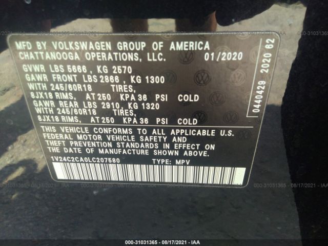 Photo 8 VIN: 1V24C2CA0LC207580 - VOLKSWAGEN ATLAS CROSS SPORT 