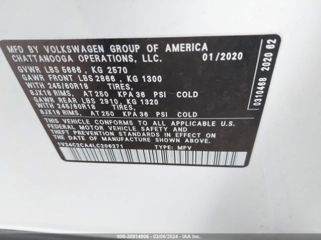 Photo 8 VIN: 1V24C2CA4LC206271 - VOLKSWAGEN ATLAS CROSS SPORT 