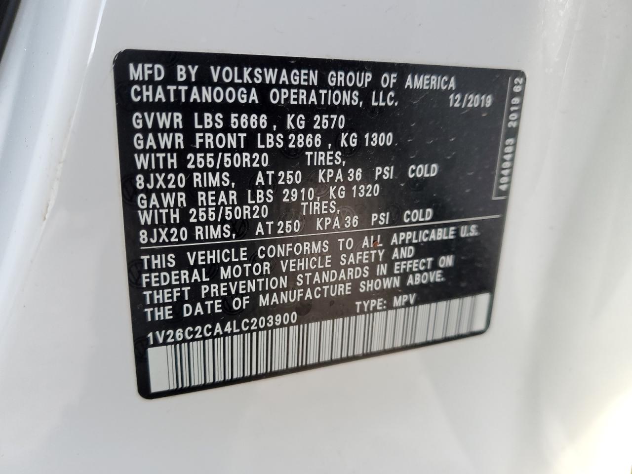 Photo 13 VIN: 1V26C2CA4LC203900 - VOLKSWAGEN ATLAS 