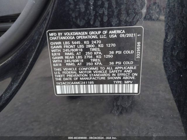 Photo 8 VIN: 1V2AC2CA4MC241185 - VOLKSWAGEN ATLAS CROSS SPORT 