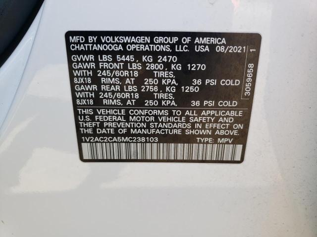 Photo 12 VIN: 1V2AC2CA5MC238103 - VOLKSWAGEN ATLAS CROS 