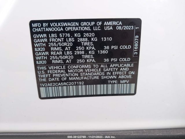 Photo 8 VIN: 1V2AE2CA5RC207192 - VOLKSWAGEN ATLAS CROSS SPORT 