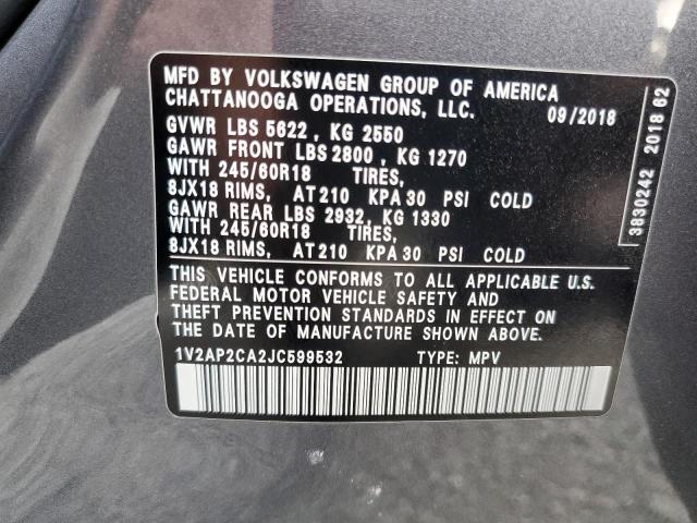 Photo 12 VIN: 1V2AP2CA2JC599532 - VOLKSWAGEN ATLAS S 