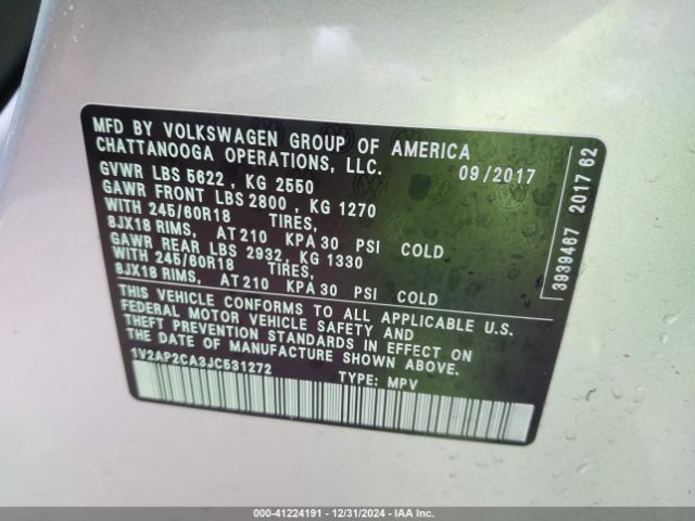 Photo 8 VIN: 1V2AP2CA3JC531272 - VOLKSWAGEN ATLAS 