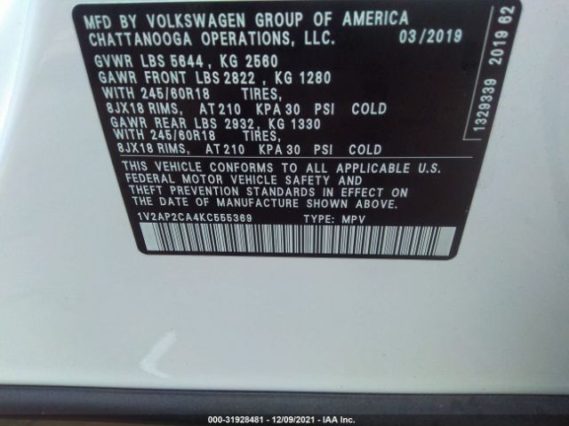 Photo 8 VIN: 1V2AP2CA4KC555369 - VOLKSWAGEN ATLAS 