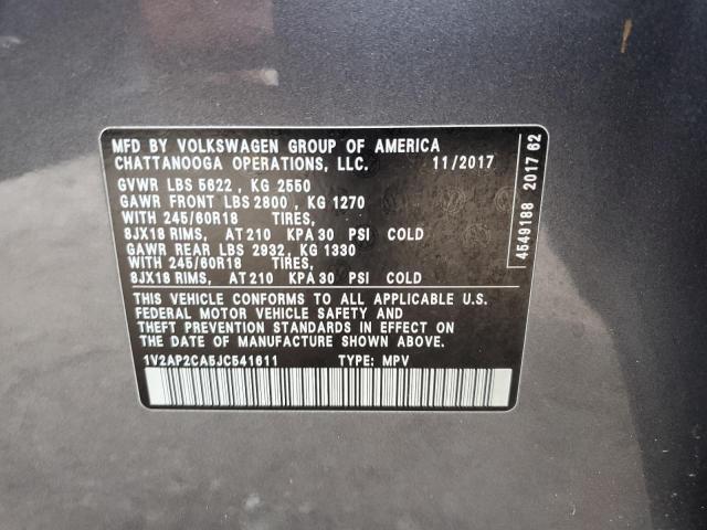 Photo 12 VIN: 1V2AP2CA5JC541611 - VOLKSWAGEN ATLAS S 