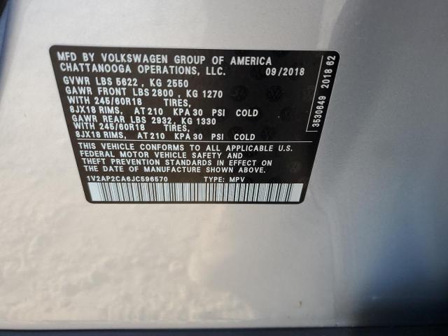 Photo 9 VIN: 1V2AP2CA6JC596570 - VOLKSWAGEN ATLAS S 