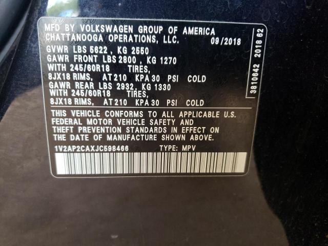 Photo 11 VIN: 1V2AP2CAXJC598466 - VOLKSWAGEN ATLAS S 