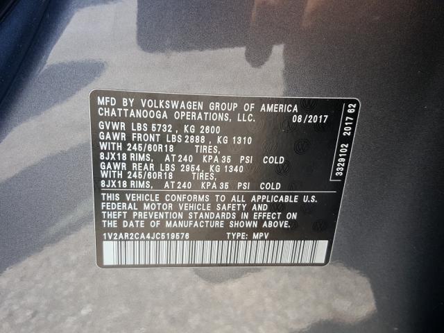 Photo 9 VIN: 1V2AR2CA4JC519576 - VOLKSWAGEN ATLAS S 