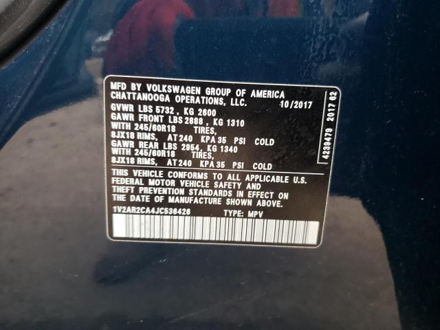 Photo 12 VIN: 1V2AR2CA4JC536426 - VOLKSWAGEN ATLAS S 