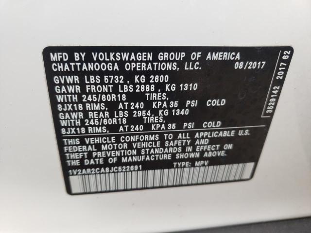 Photo 9 VIN: 1V2AR2CA8JC522691 - VOLKSWAGEN ATLAS S 