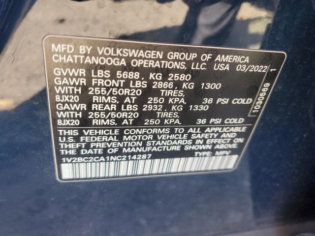 Photo 11 VIN: 1V2BC2CA1NC214287 - VOLKSWAGEN ATLAS CROS 