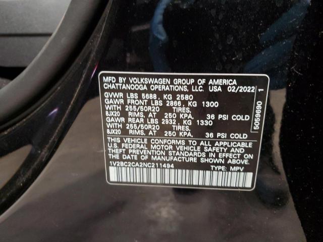 Photo 12 VIN: 1V2BC2CA2NC211494 - VOLKSWAGEN ATLAS 