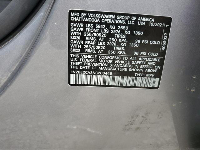 Photo 12 VIN: 1V2BE2CA3NC203446 - VOLKSWAGEN ATLAS CROS 