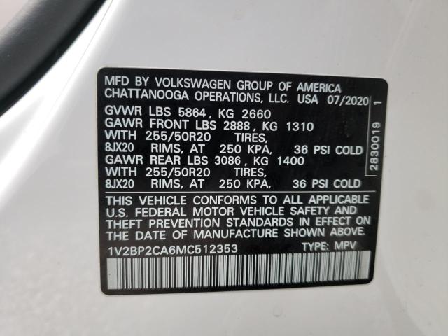 Photo 9 VIN: 1V2BP2CA6MC512353 - VOLKSWAGEN ATLAS SEL 