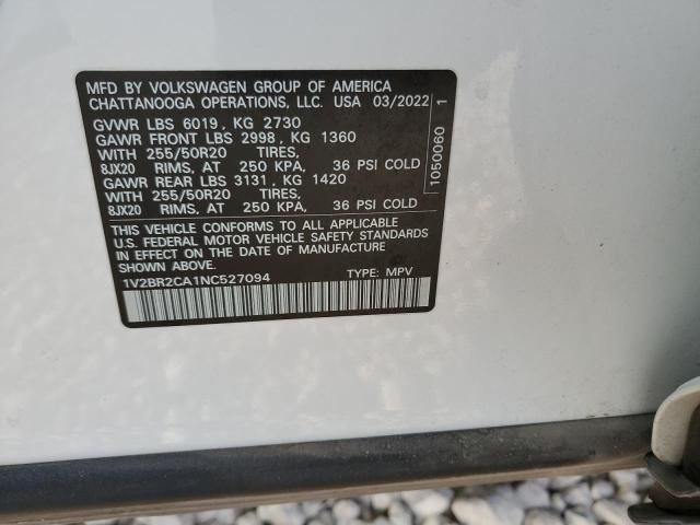 Photo 12 VIN: 1V2BR2CA1NC527094 - VOLKSWAGEN ATLAS SEL 