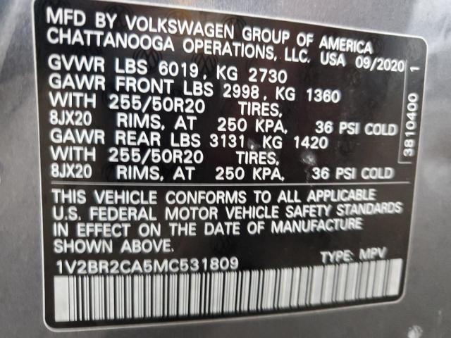 Photo 13 VIN: 1V2BR2CA5MC531809 - VOLKSWAGEN ATLAS SEL 