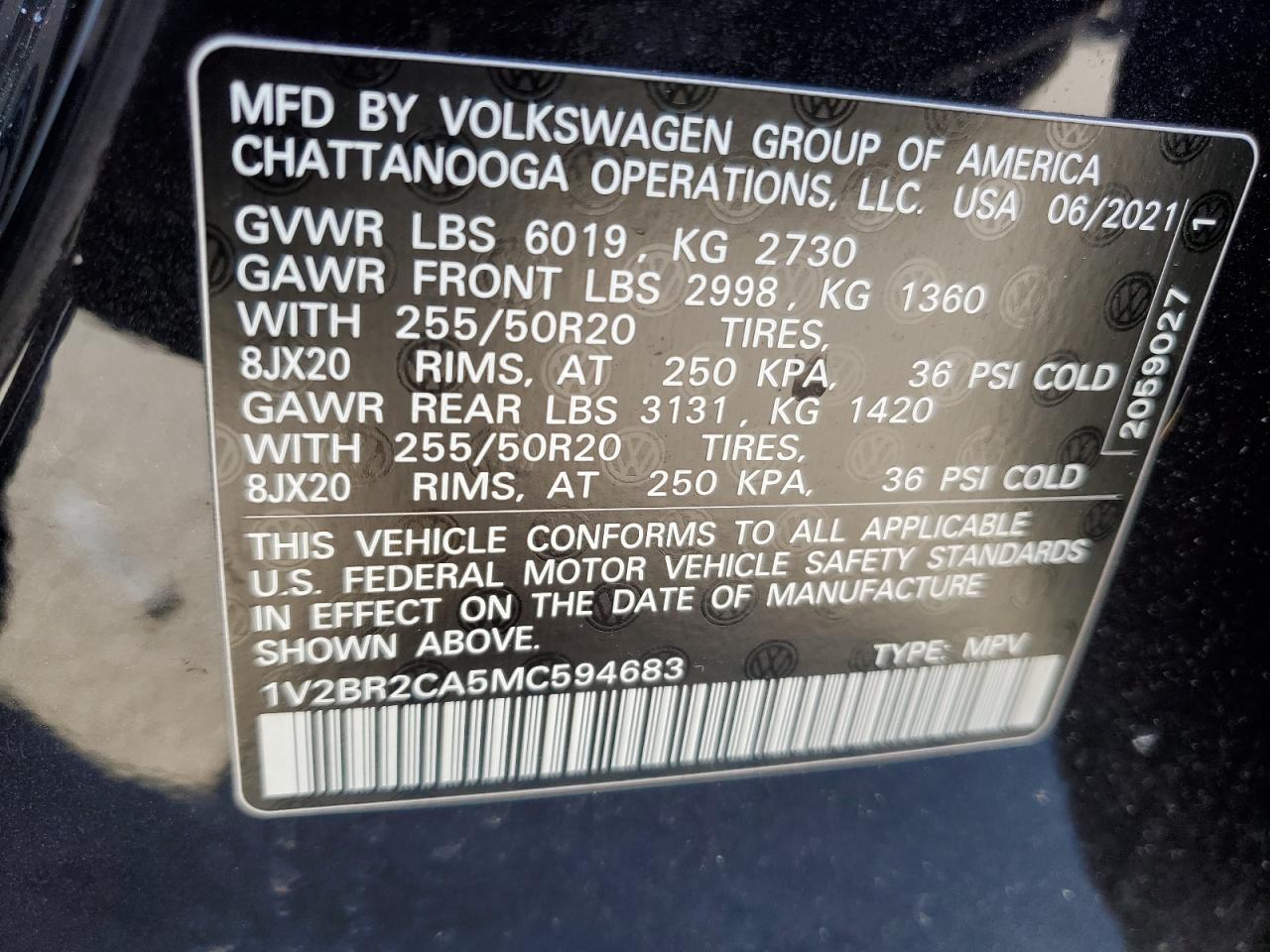 Photo 12 VIN: 1V2BR2CA5MC594683 - VOLKSWAGEN ATLAS 